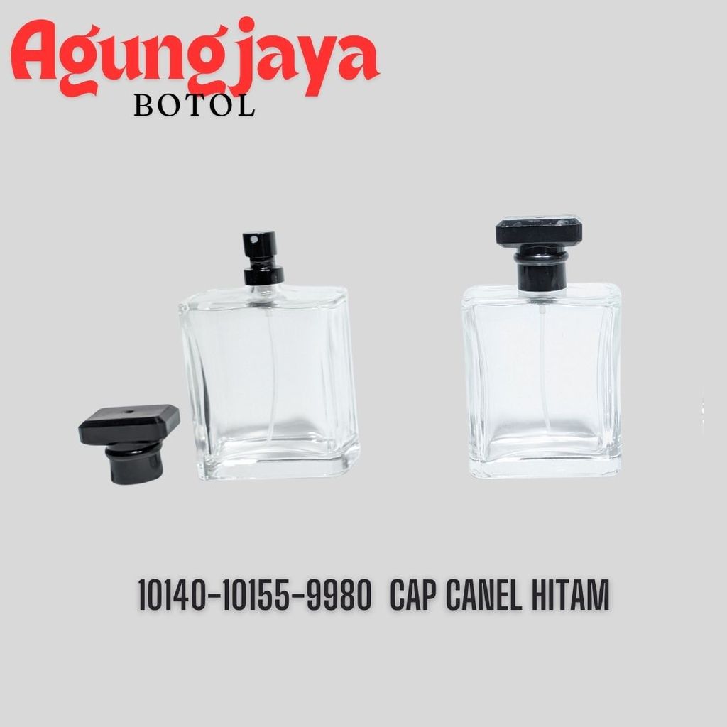 Botol Kaca Parfum 100 Ml Petak Tebal Press Pump Hitam / Botol Kaca Parfum 100 Ml /  Botol Kaca / Bot