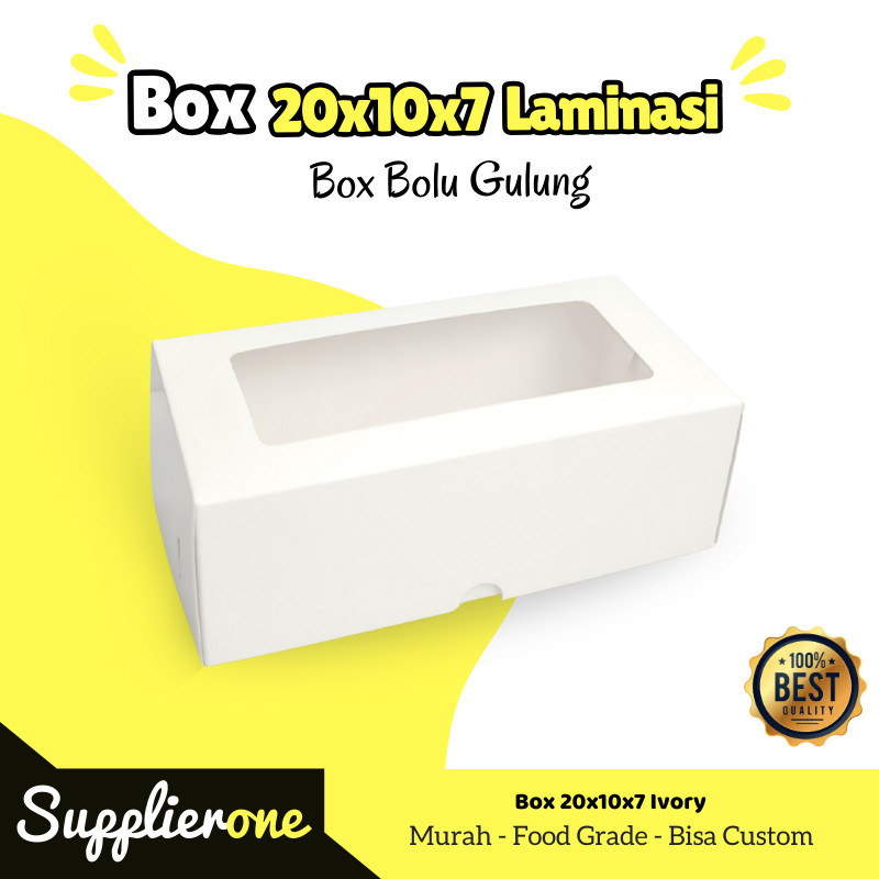 Dus 20x10x7 / dus kue / bolu / box kue / dus 20x10x7 laminasi / box putih / kue bolu gulung