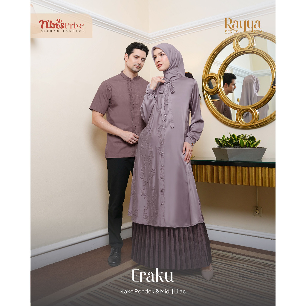 Couple Nibras Eraku Lilac NBRS Prive | Gamis & Midi Dress Wanita + Koko Pria Lengan Panjang/Pendek