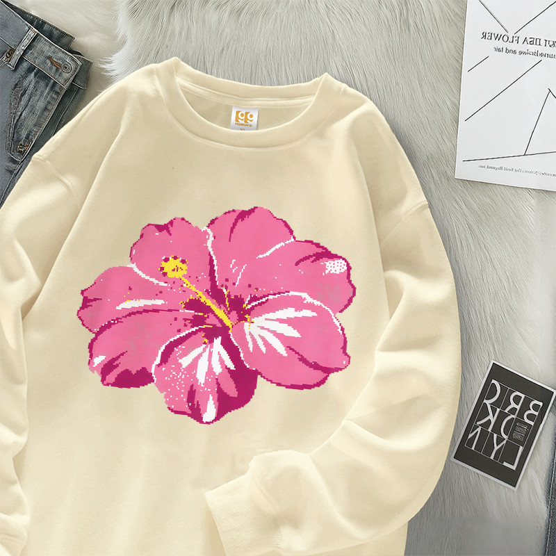 99Premium Kaos Lengan Panjang Tangan Karet Kaos Oversize Unisex | Motif Flower Pink | Korean Style B