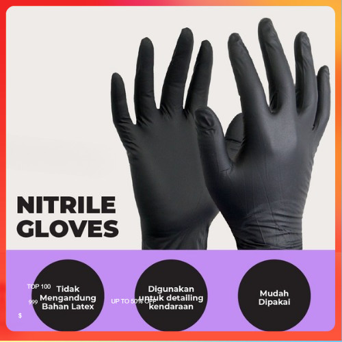 Sarung Tangan Nitrile Gloves Serbaguna Sarung Tangan Karet Nitrile Black