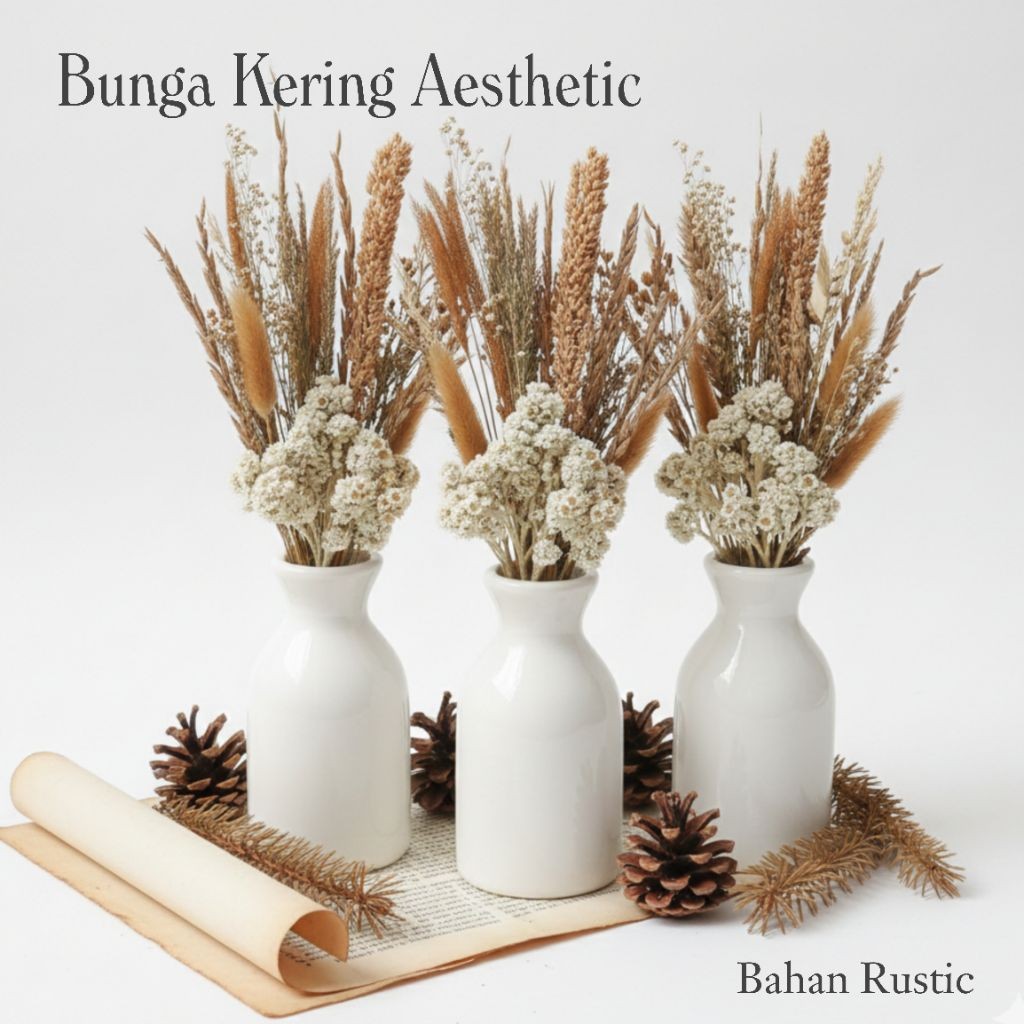 Dekorasi Meja Bunga Kering Estetik Bunga Hias Bunga Dekorasi rumah Bunga Kering Hiasan ruang tamu