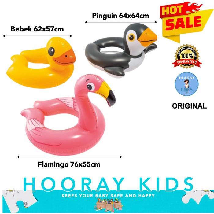 Pelampung Ban Renang Anak Intex 59220 Bebek Pinguin Flamingo Set Besar