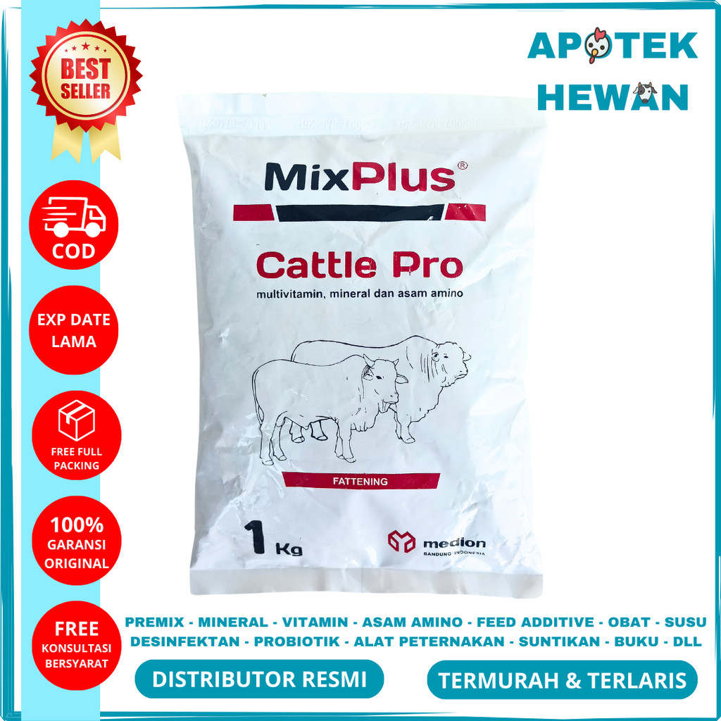 MIX PLUS CATTLE PRO 1 KG - Premix Penggemuk Sapi Kambing Domba - Premix Penggemuk Hewan - Premix Pen