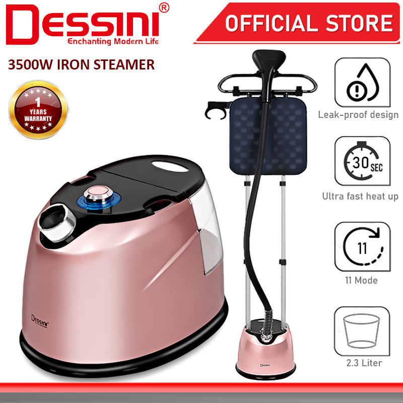 DESSINI ITALY 3500W Seterika Listrik Piringan Keramik Uap Semprot Steamer Pakaian Sikat Pembersih Se