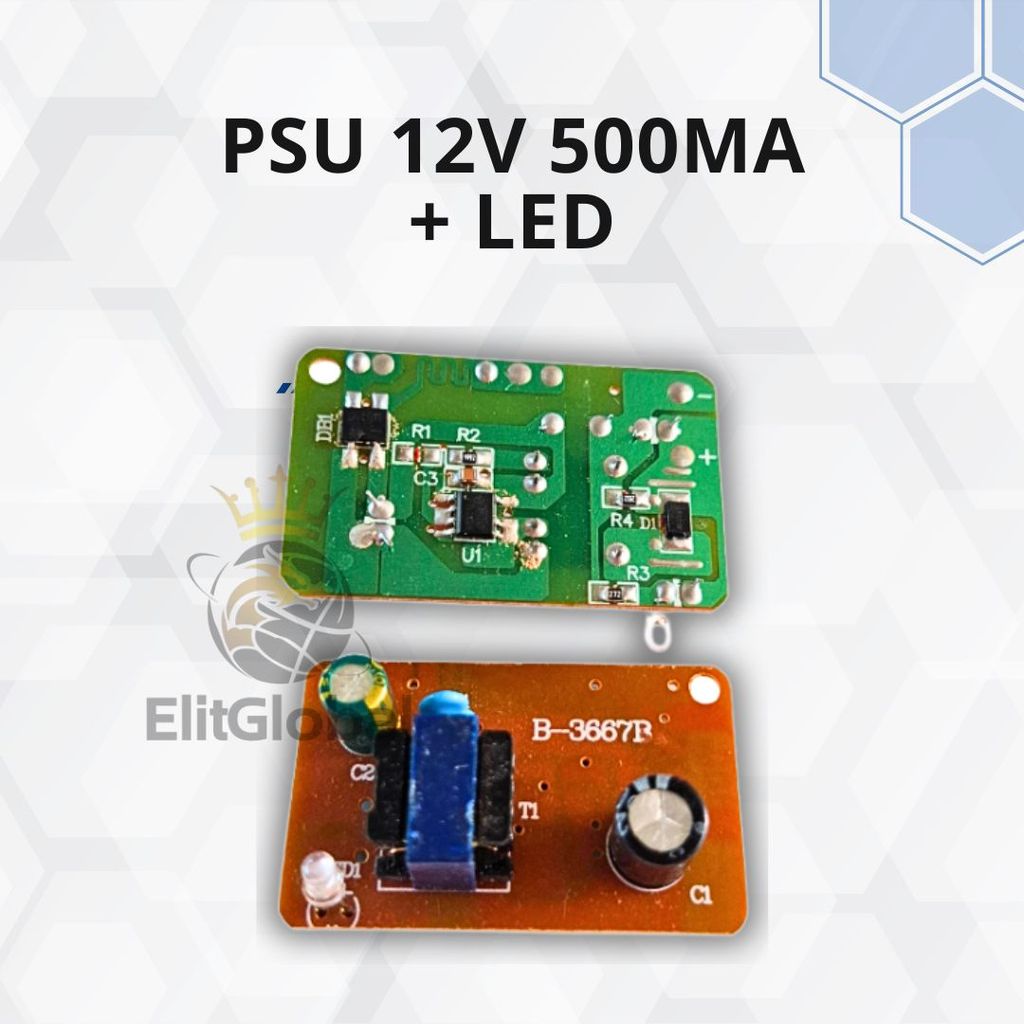 Kit SMPS 12V 500mA Modul Power Supply 12VDC 0.5A Input AC 220V Aplikasi Kontroller LED