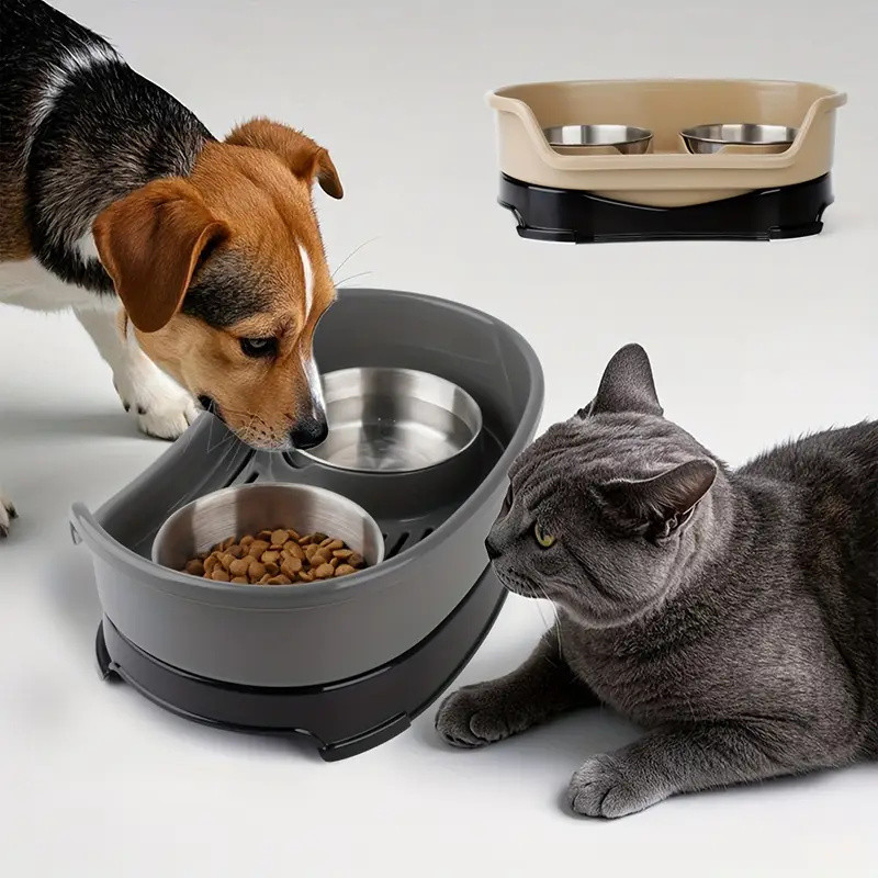Onepiece Pet Bowl, Stainless Steel Dog Bowl, Antitip Lift Dog Bowl, Removable Pet Bowl, Double Bowl,