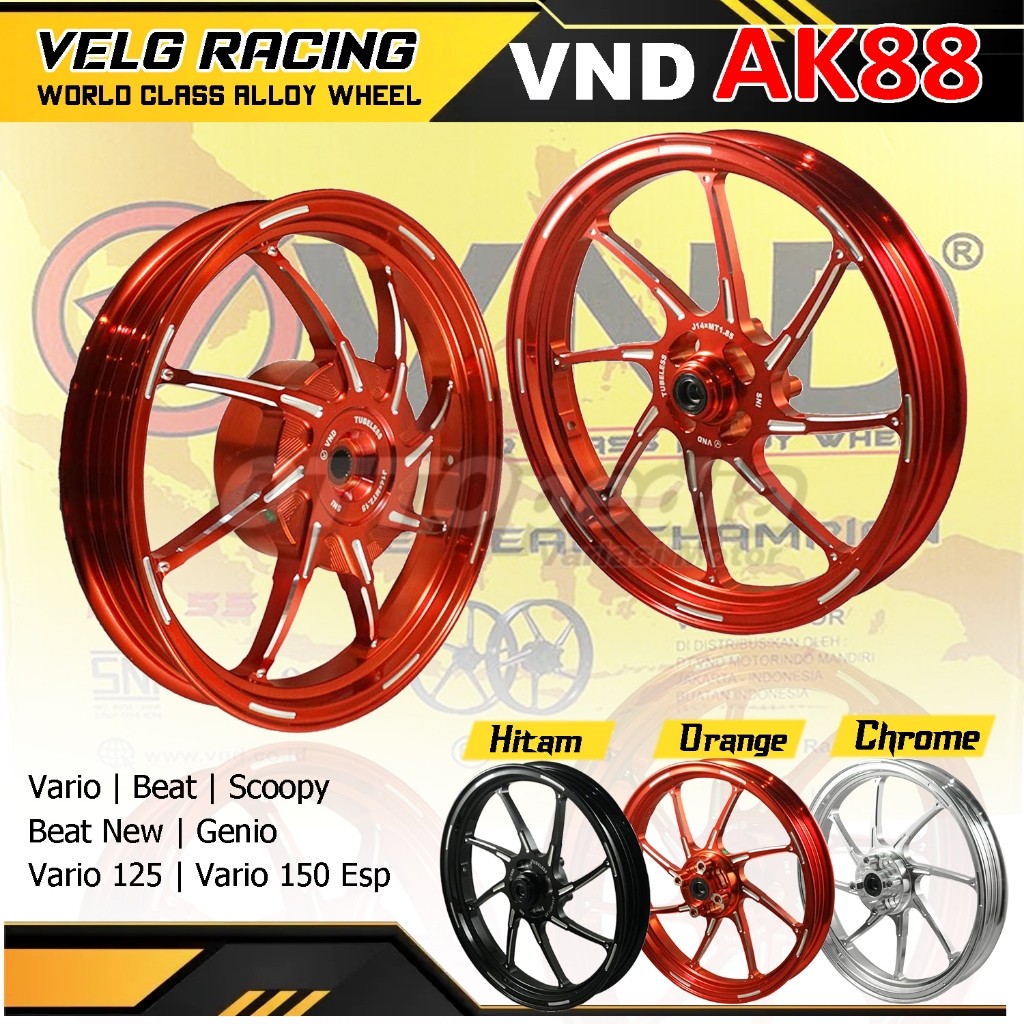Velg Racing VND Premium AK88 Ring 14 Vario Beat Scoopy Genio Vario 125 New Vario 150 fi esp palang 8