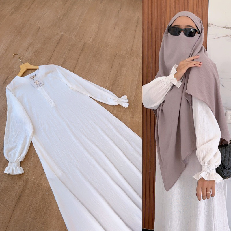 Gamis Lubna katun linen polo gamis daily