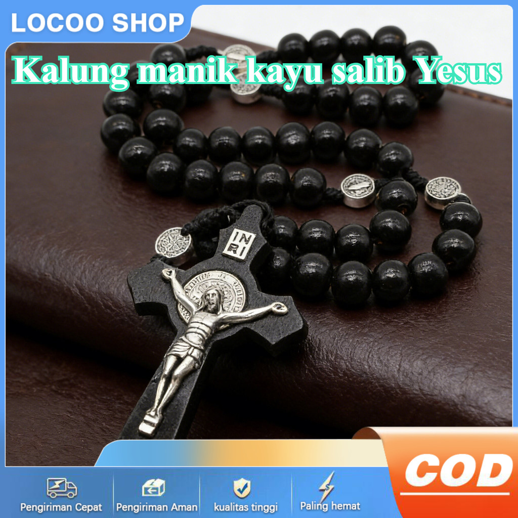 COD Kalung Liontin Rosario Katolik Manik-manik Rosario Aksesori Perhiasan Liar yang Indah