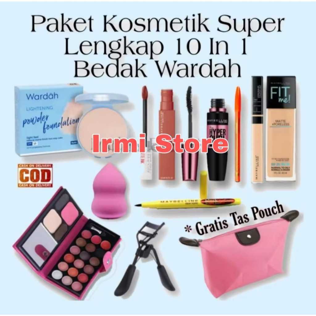 Paket Kosmetik WARDAH Super Komplit Lengkap Murah 1 Paket 10in1 - Paket MakeUp Wardah Set 10 In 1 - 