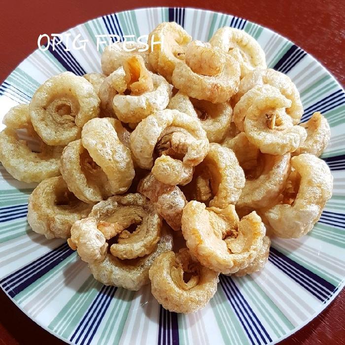 PROMO  kerupuk babi/krubi/kerupuk kulit babi samcan opig 250gr Cemilan Snack Pedas Asin Krupuk Ramba