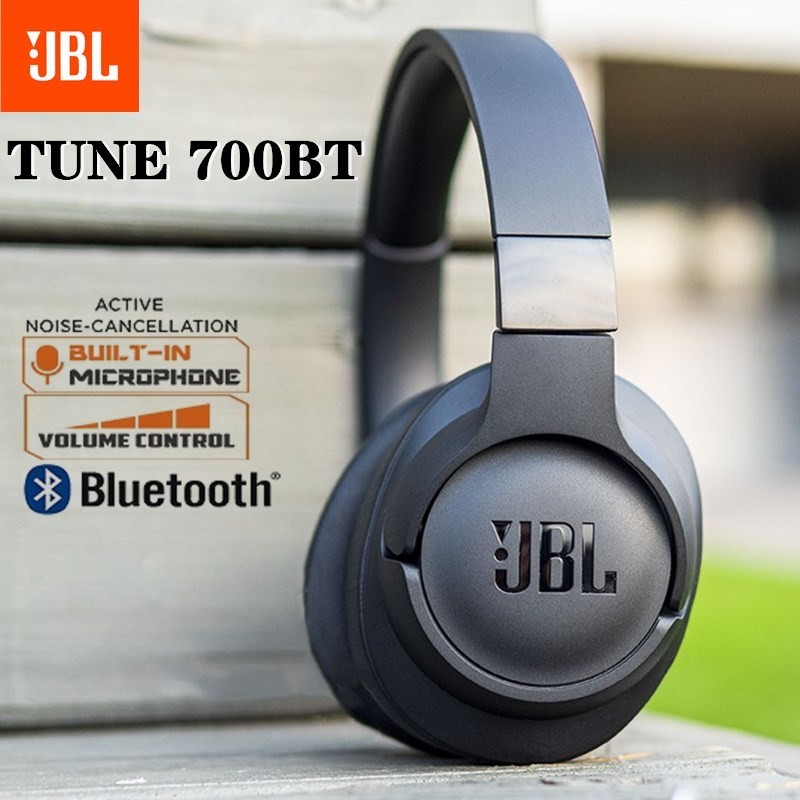 JBL TUNE 700BT T700 Headphone Nirkabel dengan Suara Purebass, Headset Stereo Ekstra Bluetooth Murah