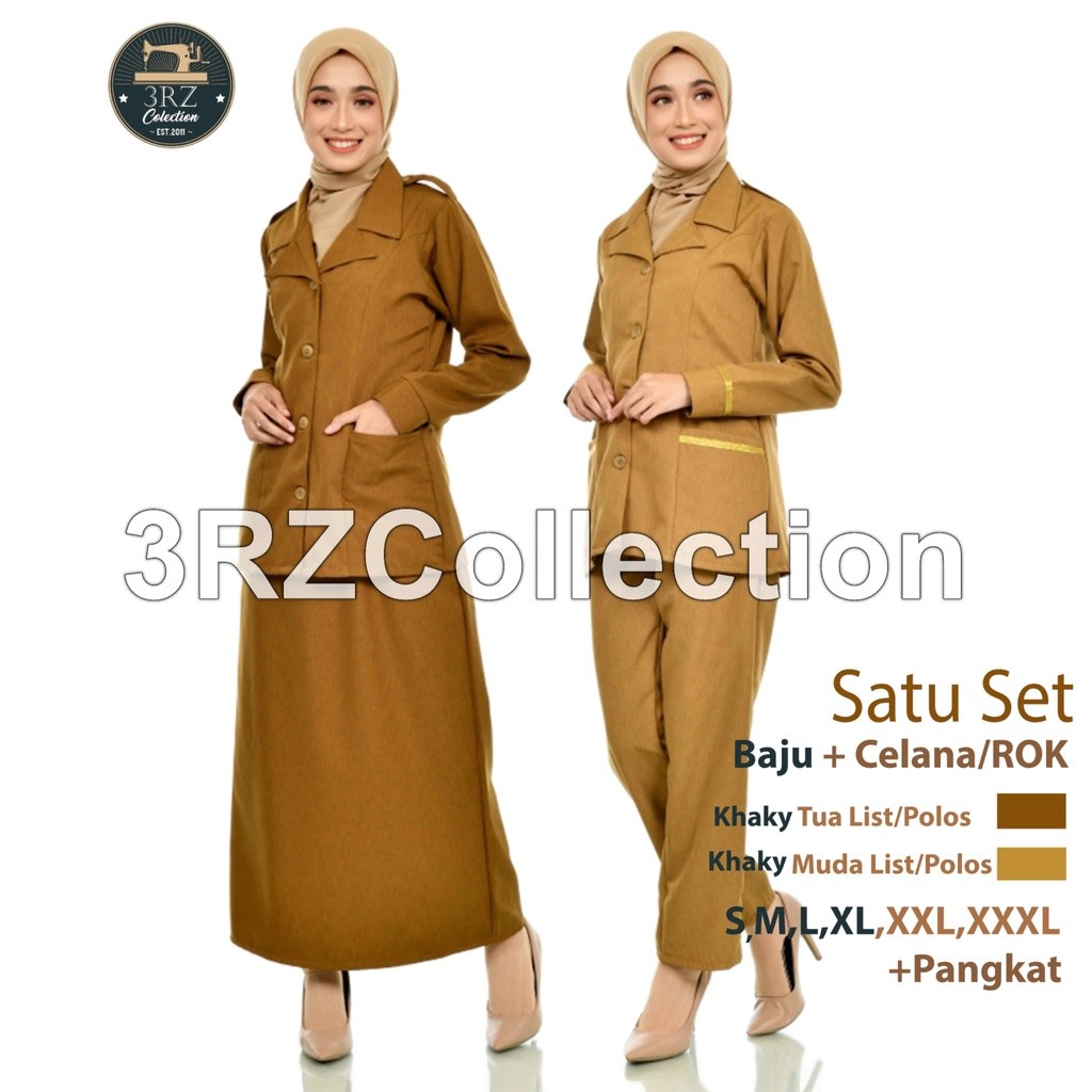 New Seragam Pns Wanita Baju Pns Wanita Baju Dinas Pemda Wanita Setelan Pns Khaki Tua Seragam Pdh Gur