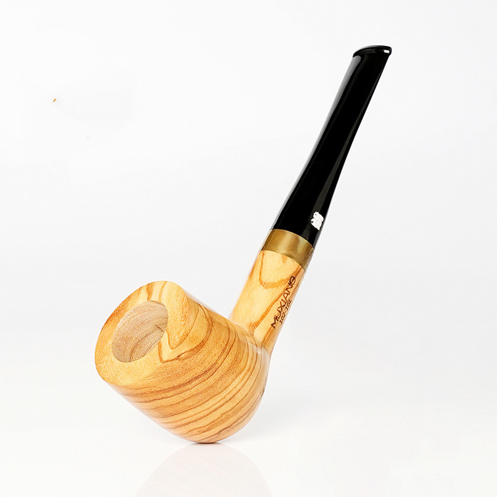 1Pcs Olive Wood Handmade Tobacco Pipe  Pipe Vintage Straight  Bent Smoke Accessory