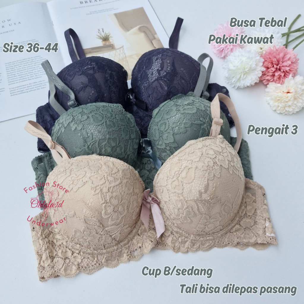 SERESHOP (2 Pcs - 4 Pcs) Bh Sexy Busa Tebal  Bra Wanita Renda