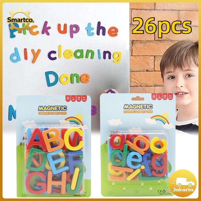 26pcs/Set Abjad Dan Angka Edukasi Magnet Kayu Huruf Abc Untuk Belajar Anak Warni Mainan Edukasi Anak