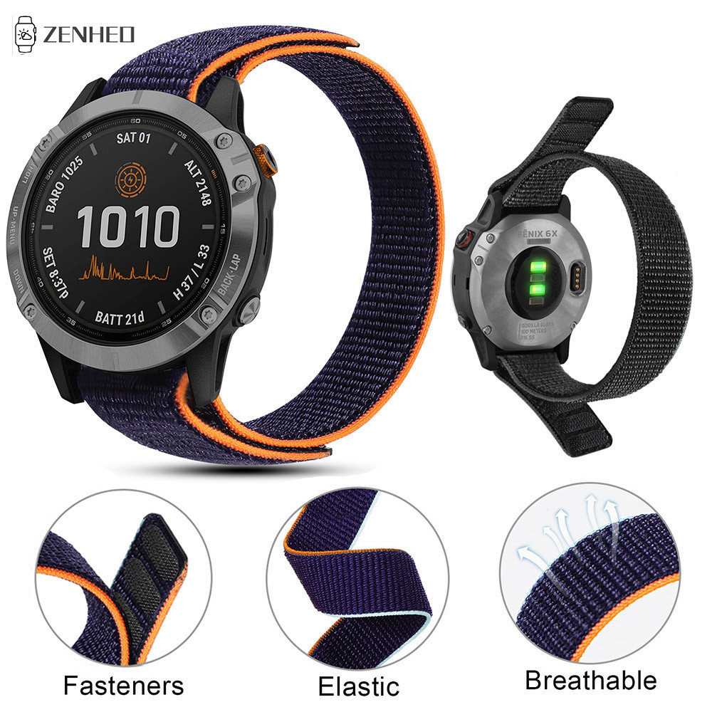 20/22/26mm Woven Nylon Strap For Garmin Fenix 6 6S 6X Pro 5 5S Plus 7 7S 7X Replacement Watch Band F
