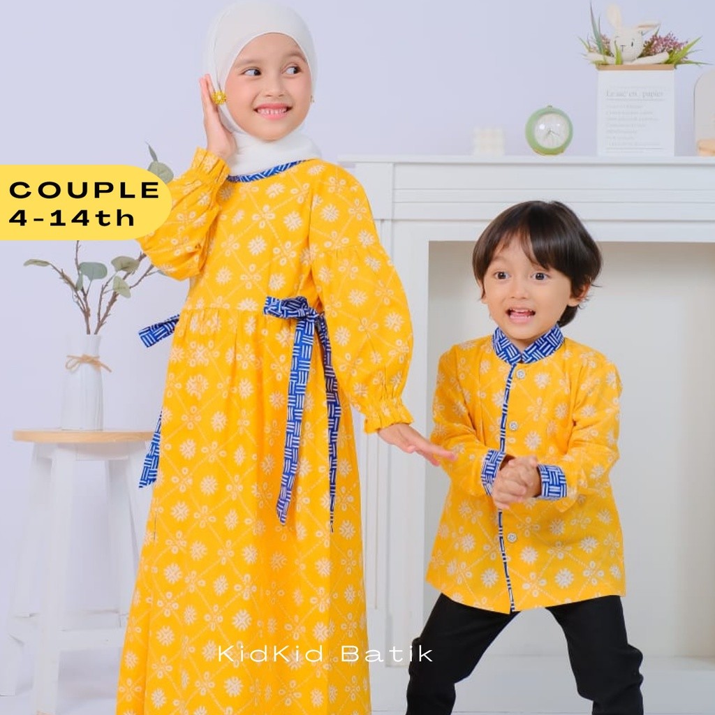 BENA.STORE Kemeja Hem Dress Baju Batik Anak Couple Kakak Adik Cowok Cewek Laki Perempuan Baju Muslim