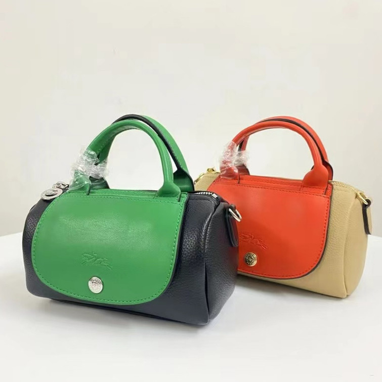 New LC LGP Two-Tone Le Pliage Xtra XS Leather Cylinder Crossbody Bag