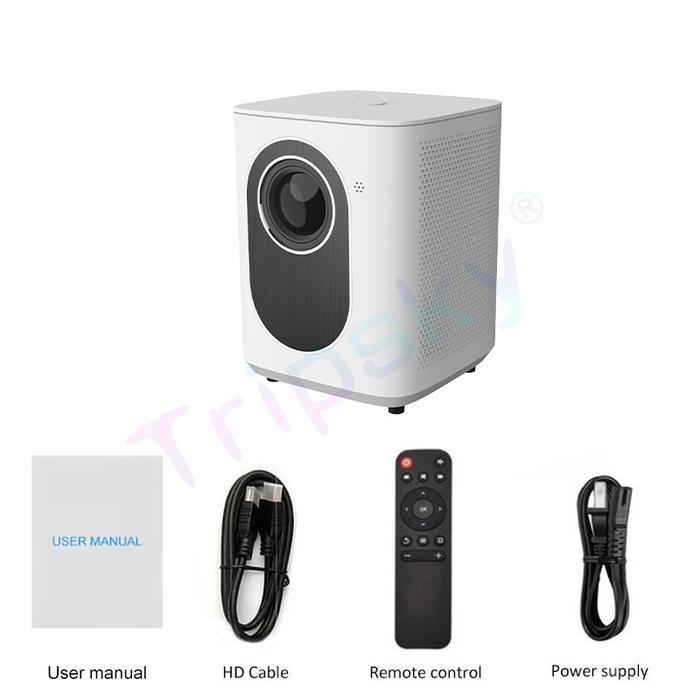 Pawonku8 Tripsky Proyektor Android T3 Proyektor Mini 4K Full HD 1080P Portable dengan Bluetooth 3W S