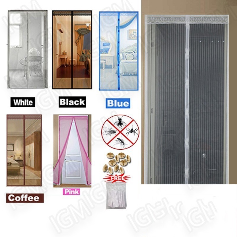 MULYO - Tirai Pintu Magnet Kawat Nyamuk Magic Net Polos Fiberglass  Tirai Pintu kamar Tirai anti nya