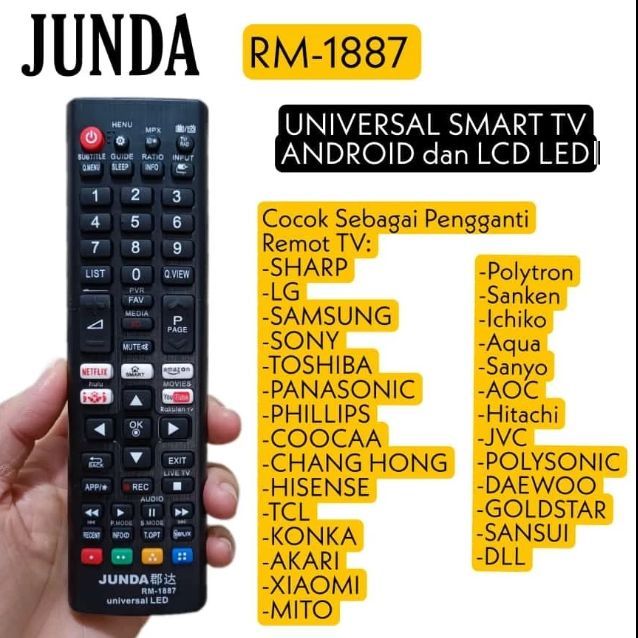 Remote TV Universal - Remot MASTER LCD LED SMART TV RM1887 Sharp LG Xiaomi Samsung Coocaa