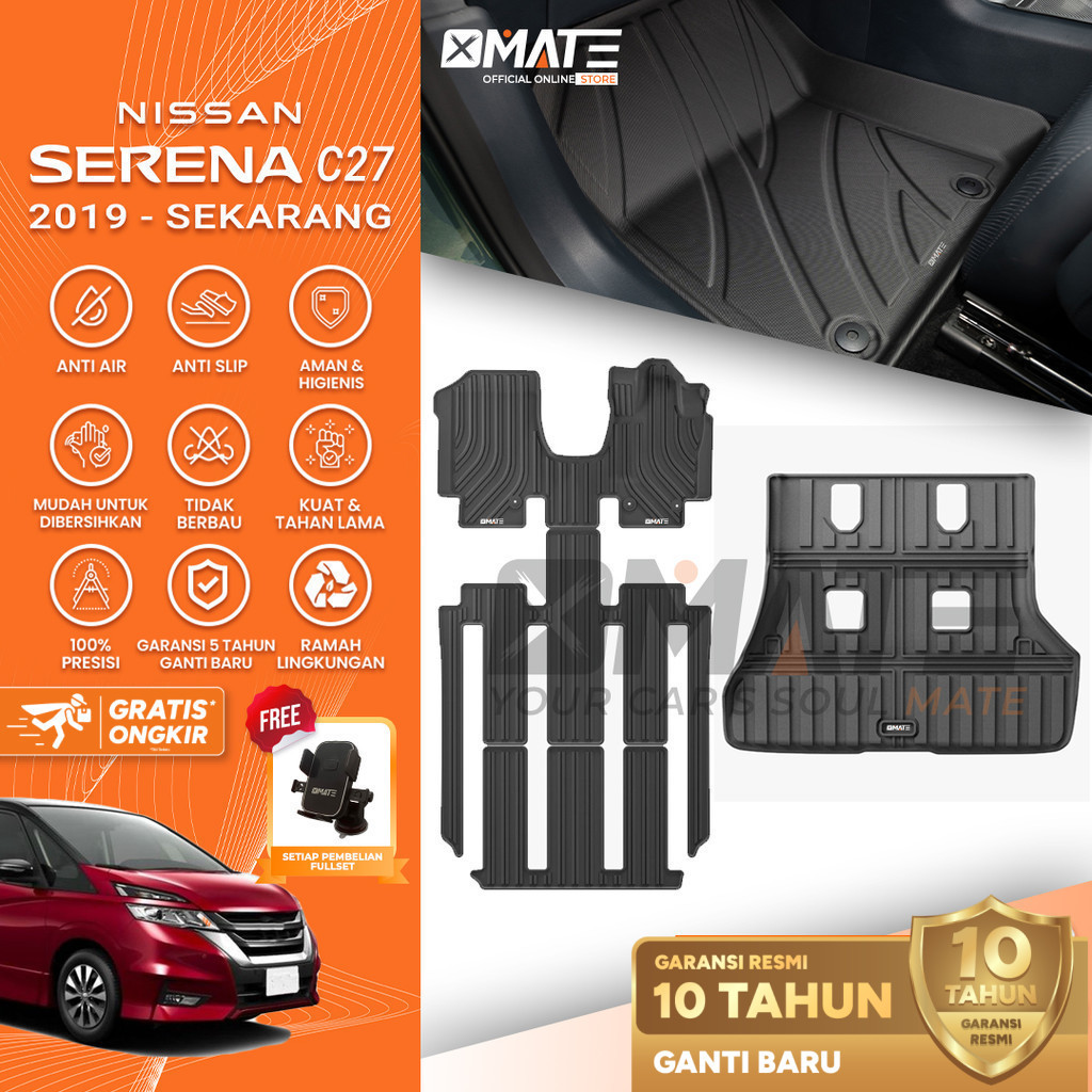 Xmate Karpet Mobil Nissan Serena C27 2019-Sekarang Bahan TPE