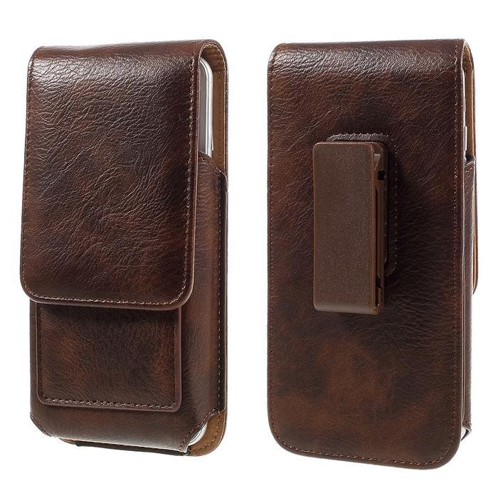 Ganteng.Co - Sarung Dompet Tas Tempat HP Pinggang Kulit Penjepit Rotary 6 Inch - Cokelat