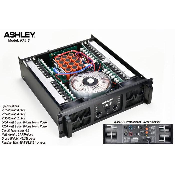 Power Amplifier Ashley PA 1.8 PA1.8 1800 Watt 2 Channel Class GB Original