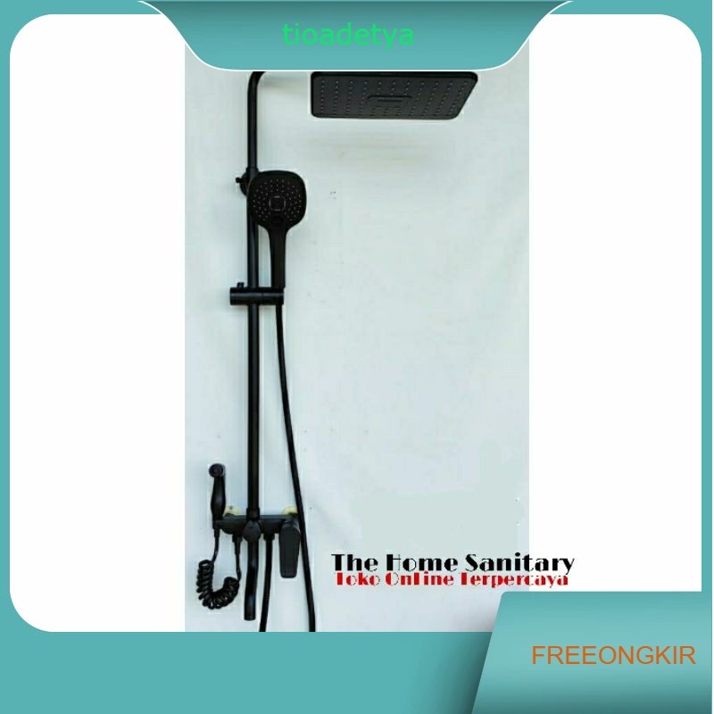 Shower column set panas dingin hitam/shower tiang panas dingin hitam
