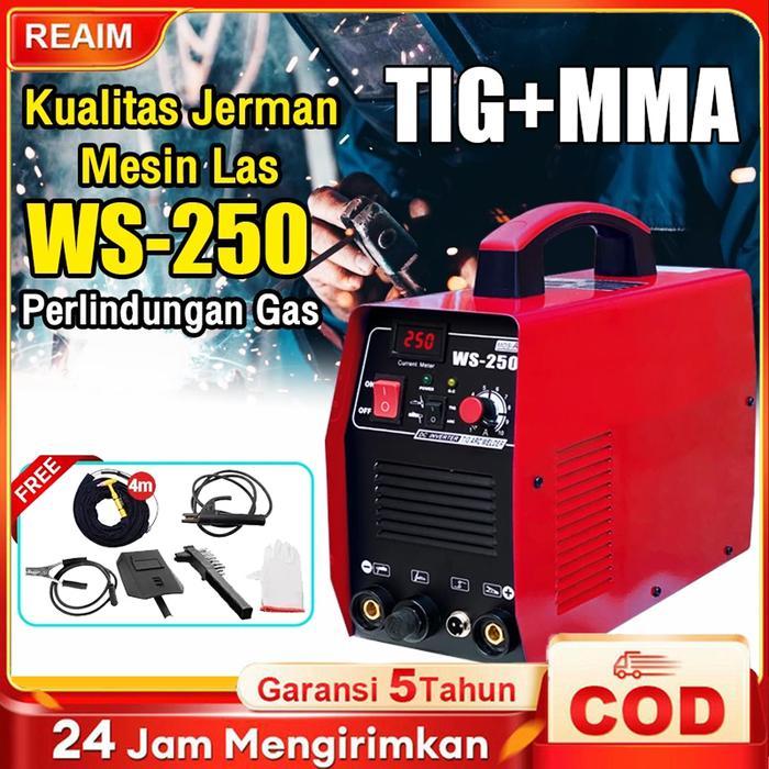 Las Argon Tig 250 Reaim TIG&MMA 2IN1 Ws-250 mesin las Inverter Argon Spot Welding mesin las Listrik 