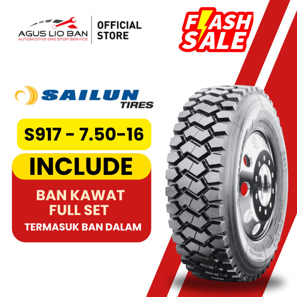 Diskon Agus Lio Ban - BAN TRUK BAN SAILUN S917 750 16 - BAN TRUCK TRUK 7.50 16 75016 - BAN KAWAT SAI