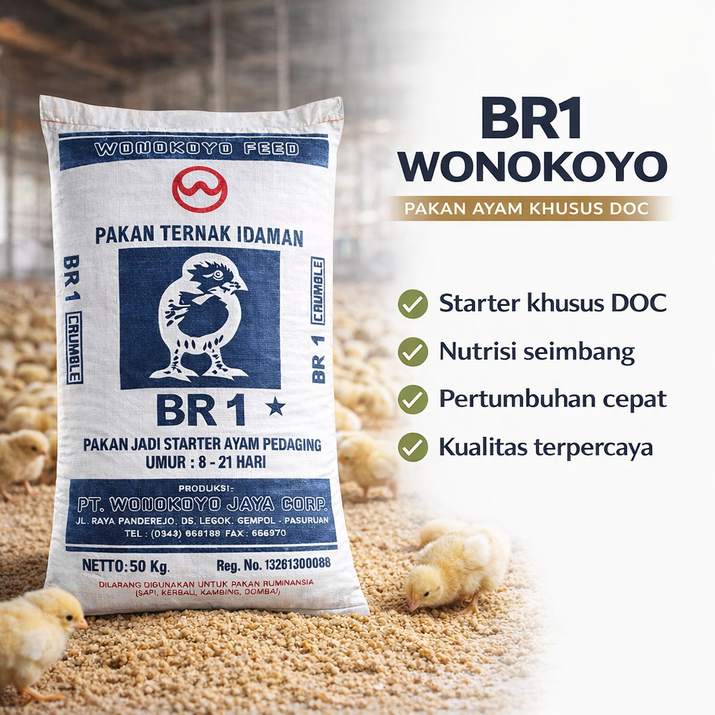 BR1 WONOKOYO PAKAN DOC AYAM KECIL PENGGEMUK - MAKANAN AYAM KECIL AYAM KAMPUNG AYAM BROILER