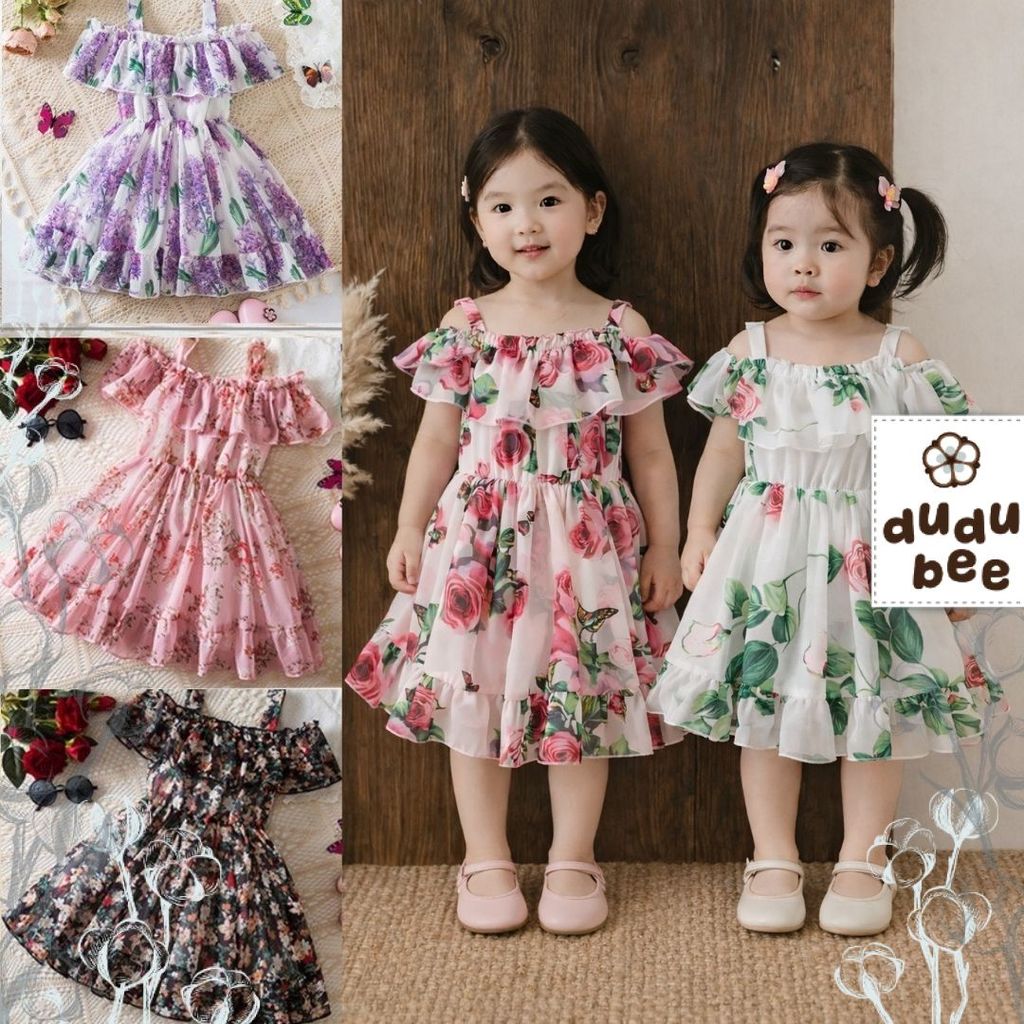 Dress Pesta Aqiqah Gaun Bayi Anak perempuan ROSA Import Mewah Rose Model Korea