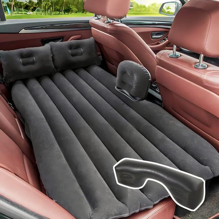 Kasur Matras Mobil Angin Hitam Bisa Dilipat & Dipompa 135x85x45cm PVC Flock Nyaman untuk Mobil SUV M