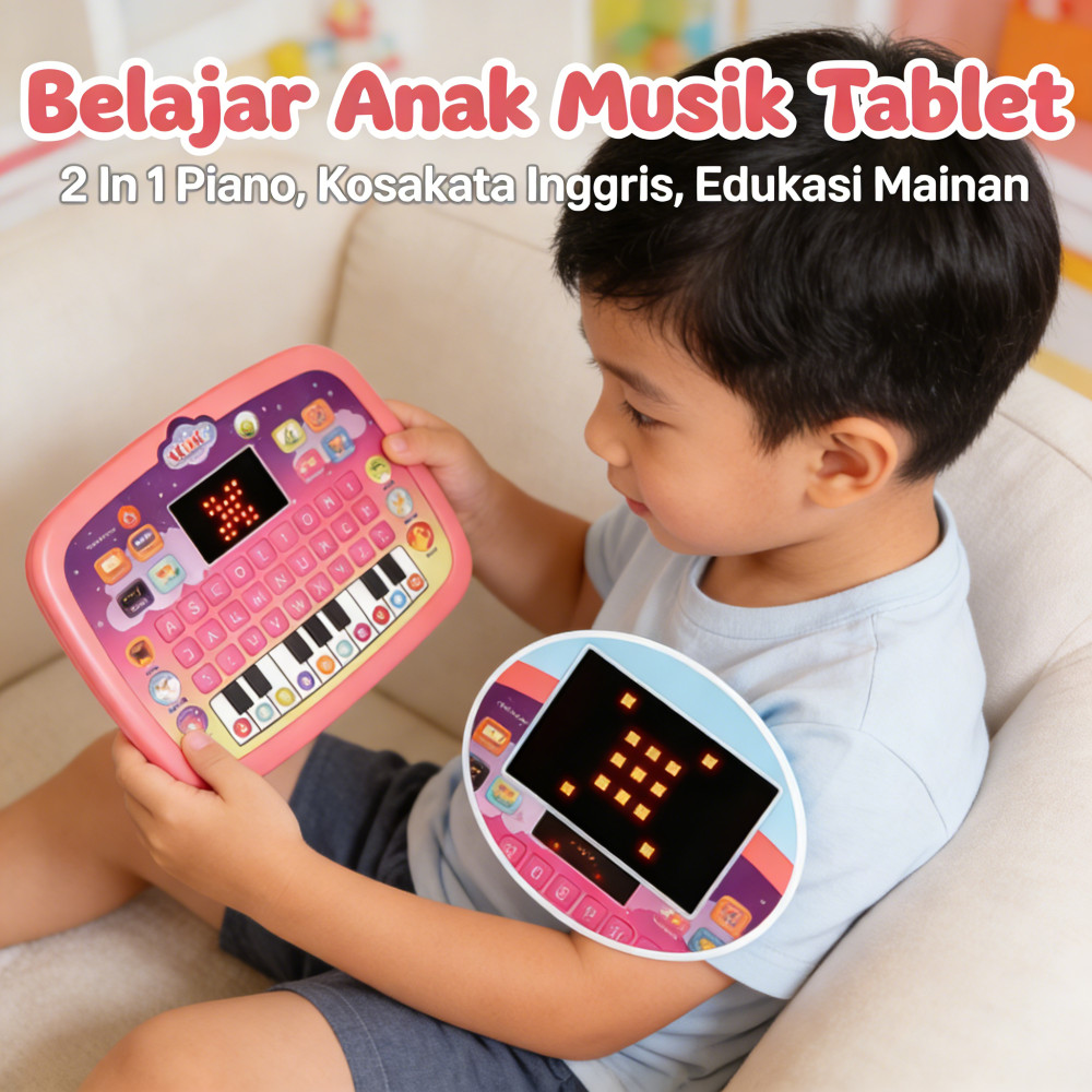 Piano Kosakata Anak Belajar Musik Tablet Pendidikan 2-in-1 Mainan