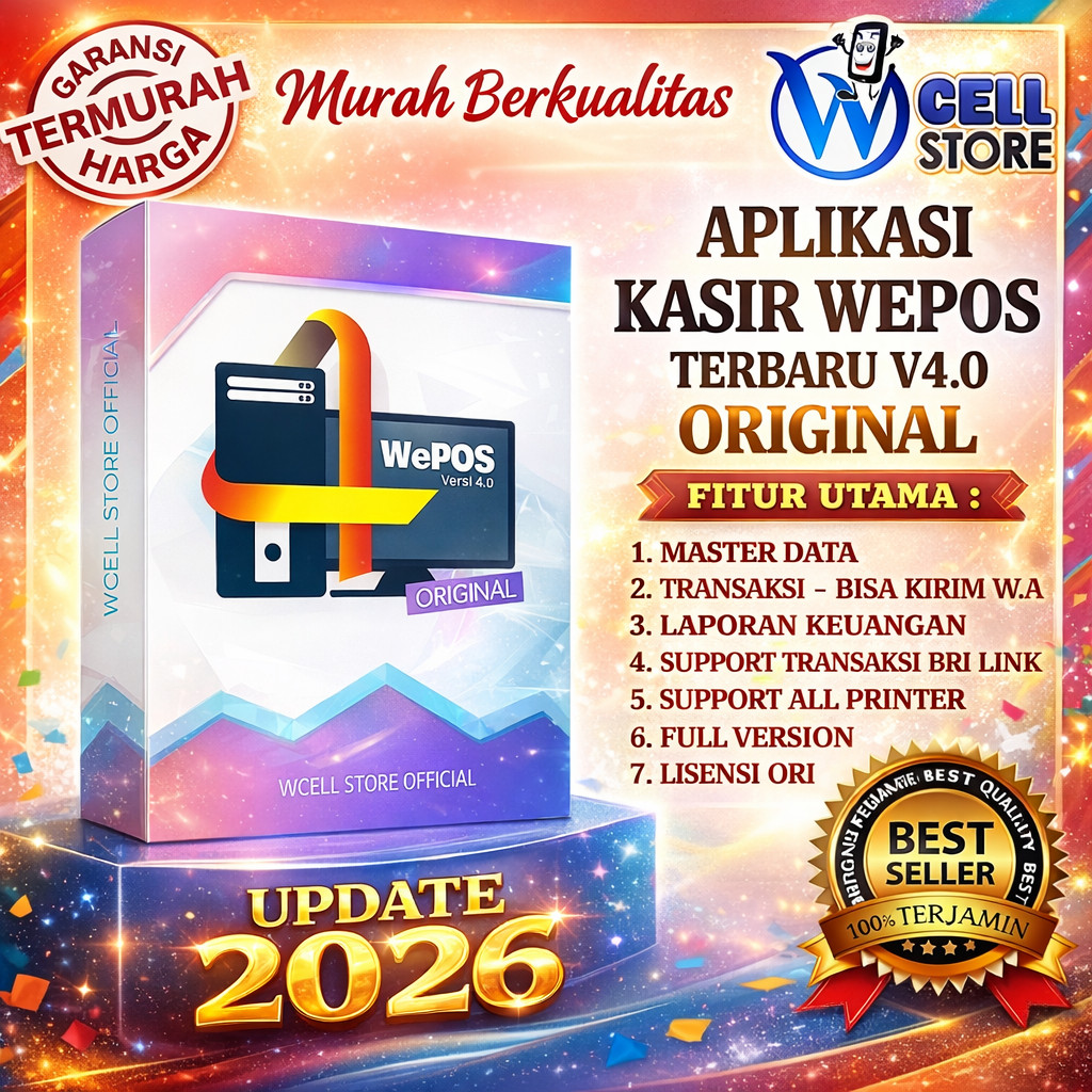 SOFTWARE PROGRAM APLIKASI KASIR WePos 4.0 mirip iPos 4.0.3.7 Original 100% BISA BRI LINK dan Kirim S