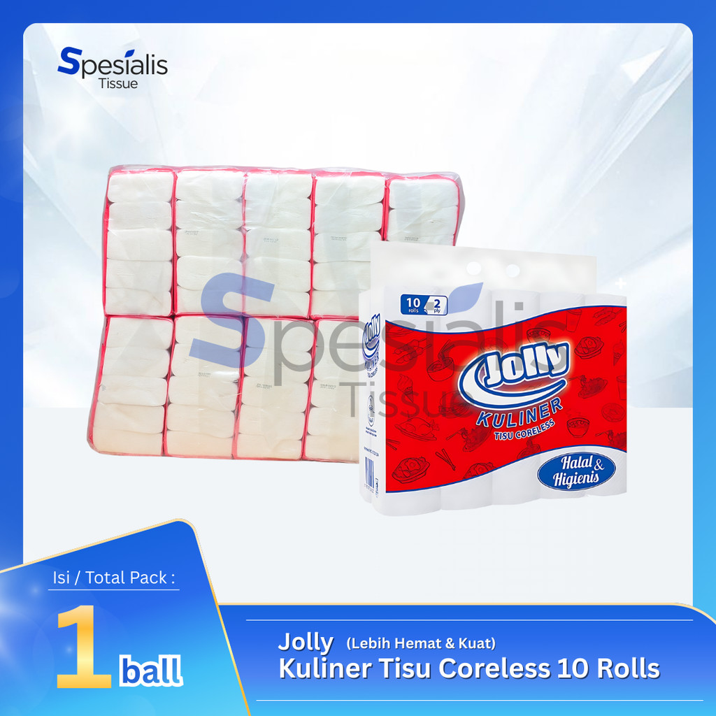 Jolly Coreless 1 Ball isi 100 roll/Tisu Jolly Roll Kuliner