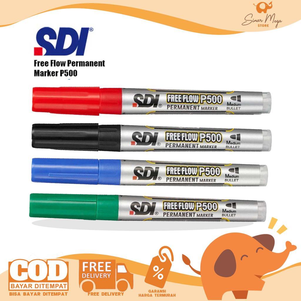 SDI Permanent Marker P500 – Biru, Black | SDI Free Flow P500 Spidol Permanen