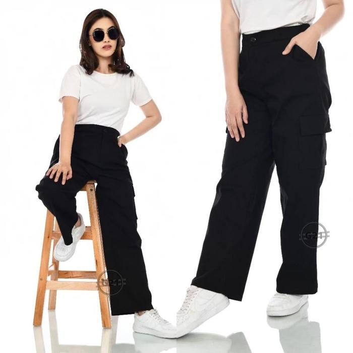 saleCelana Kargo Pants Wanita Jumbo Bahan American Drill size M L Xl XXl OOTD Korean Style Kain Teba