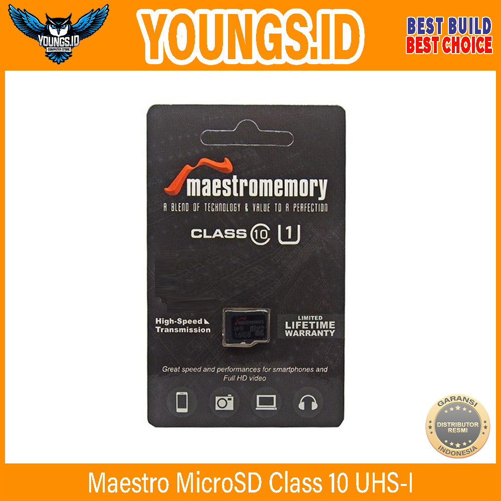 Maestro MicroSD 16GB / 32GB / 64GB / 128GB Class 10 UHS-I