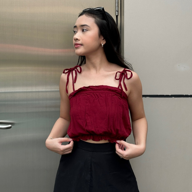 LOWESHOP Claude Crinkle Crop Top / Rayon Crinkle Tank Top / Croptop