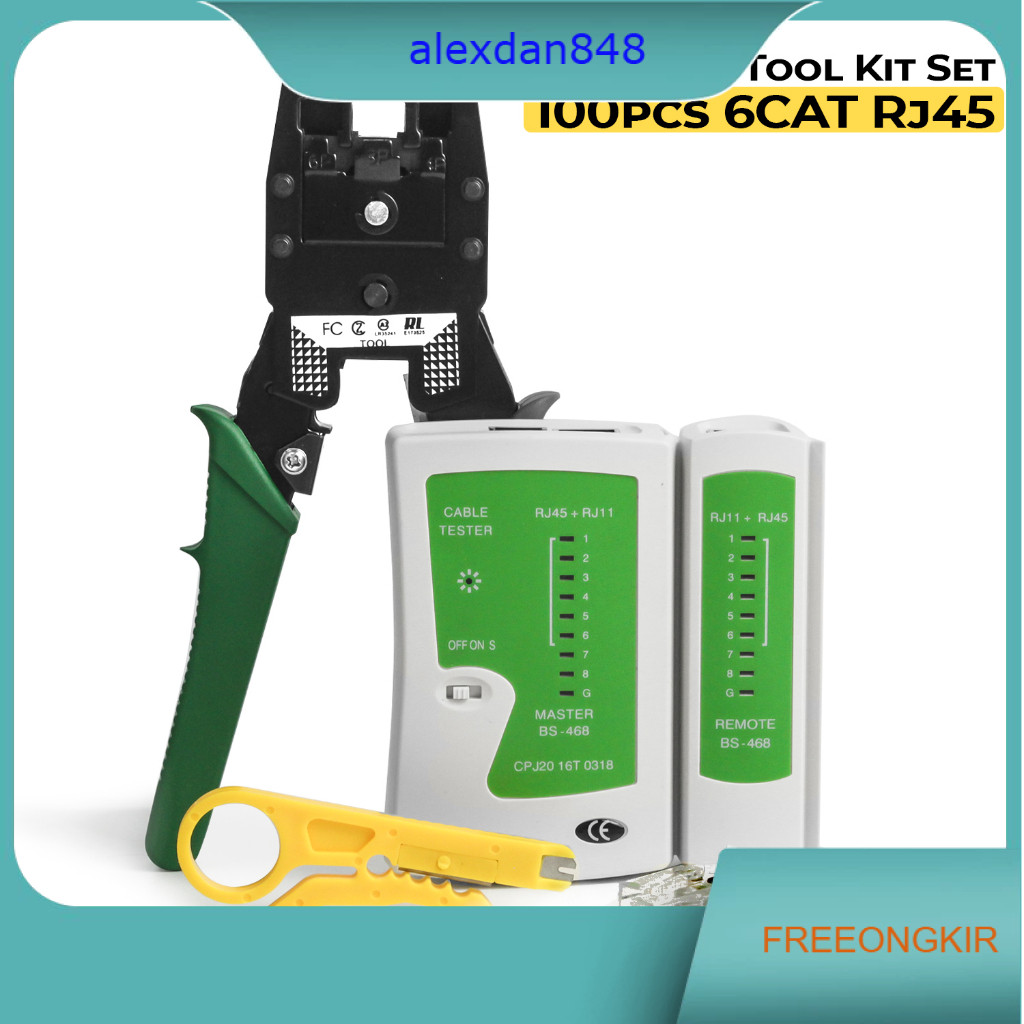 Allefix Tang Crimping Tool Set 100pcs 6CAT RJ45 LAN Tester Konektor- CrimpingSet-BS-C018