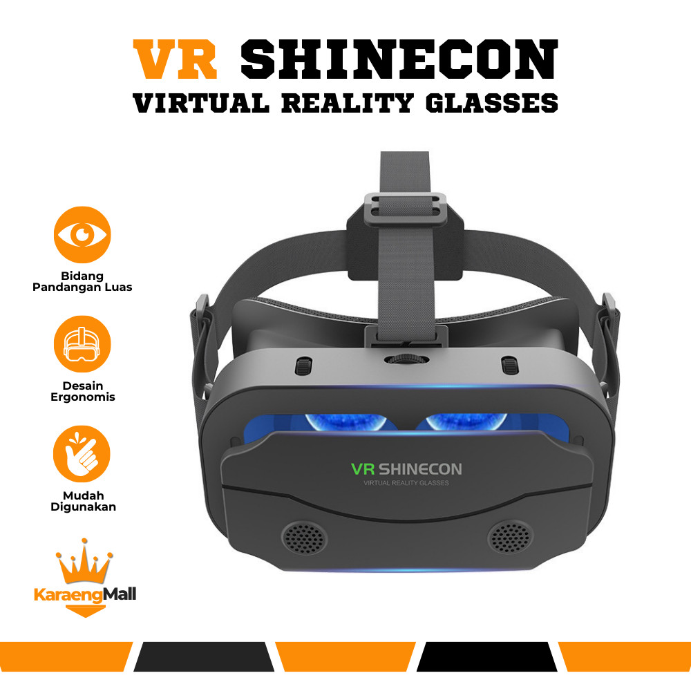 SHINECON VR Box IMAX Giant Screen Kacamata VR SC-G13 Bidang Pandang Luas Kompatibel 4.7-7 Inch Hitam