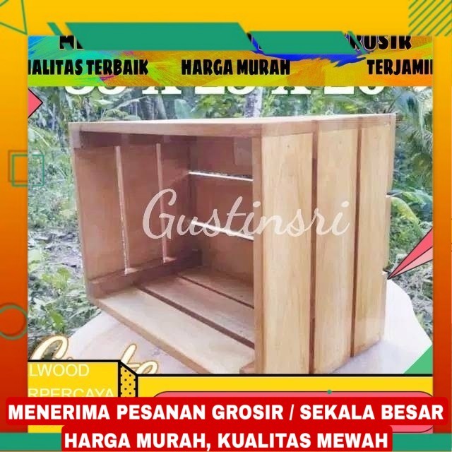 WOODEN CRATE KOTAK KAYU DEKORASI RUSTIC STORAGE BOX KAYU JATI BELANDA /Kotak serbaguna jati belanda