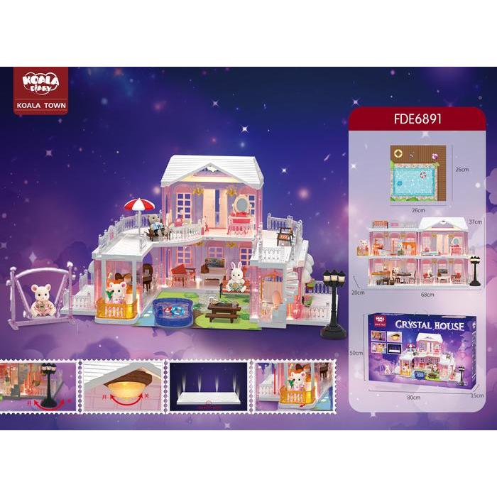 Koala Diary Sylvanian Luxury Villa Doll House mainan rumah boneka anak - Crystal Pink
