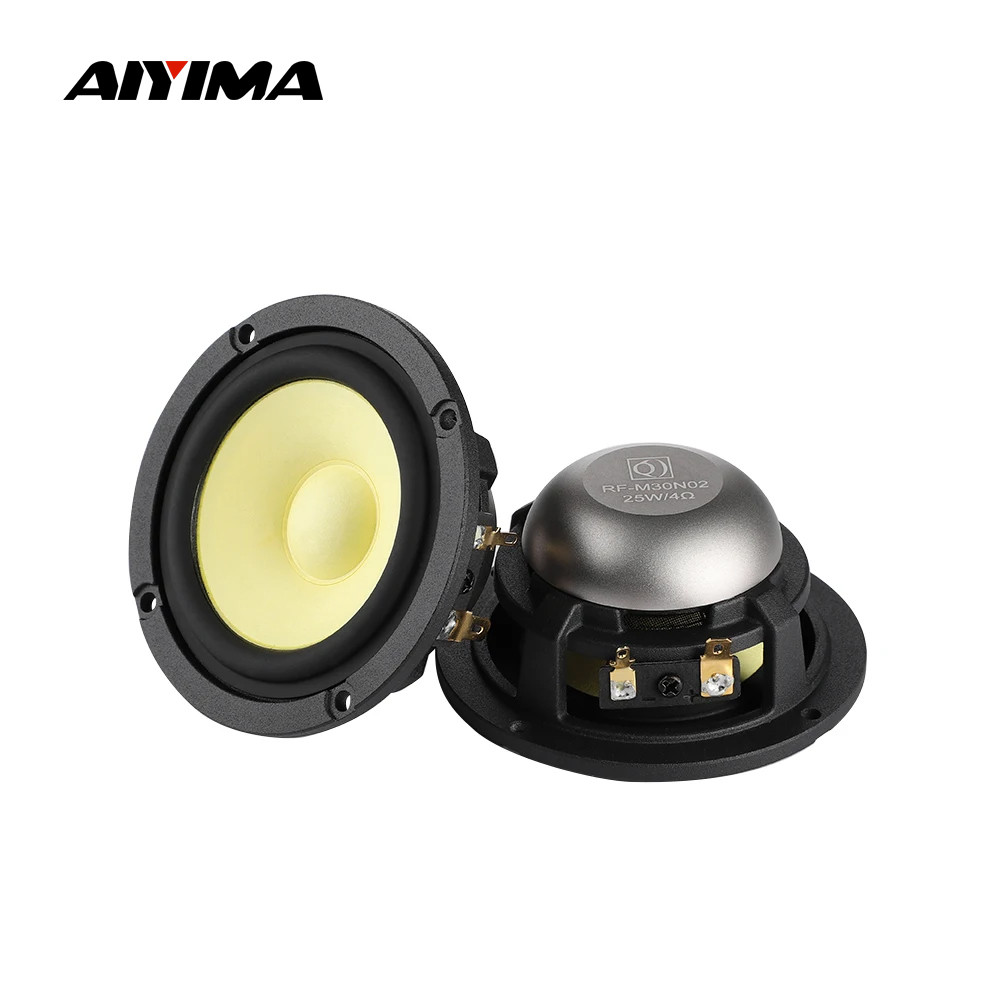 AIYIMA 2Pcs 3 Inch Midrange Speaker 4 Ohm 8 Ohm 25W Car Auo Speaker Hifi Loudspeaker Music Sound Hom