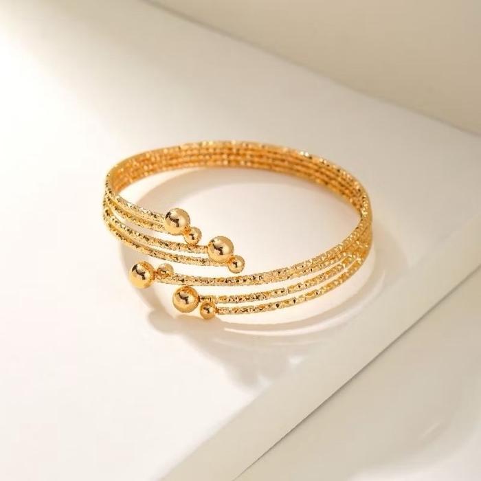 Segala Grosir_12 Gelang Bangle Bola Emas Kroncong Free Cincin Perhiasan Dewasa Bracelets - emas gela