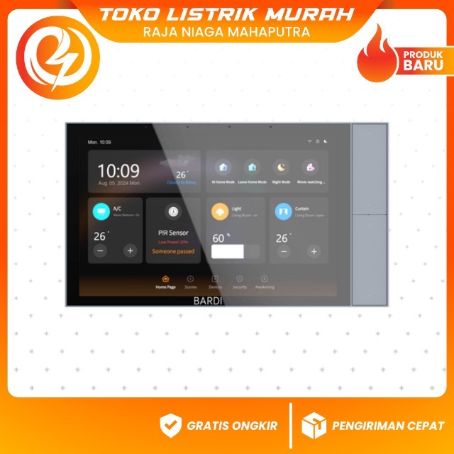 Bardi Smart Control Panel 10 Inch – Layar Sentuh HD Multi-IoT dengan Sensor Suhu Lengkap